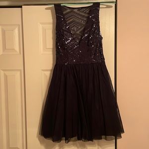 Navy Party Dress- sequined bodice